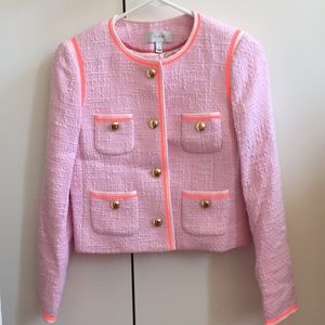 J. Crew Pink Tweed Chanel Blazer